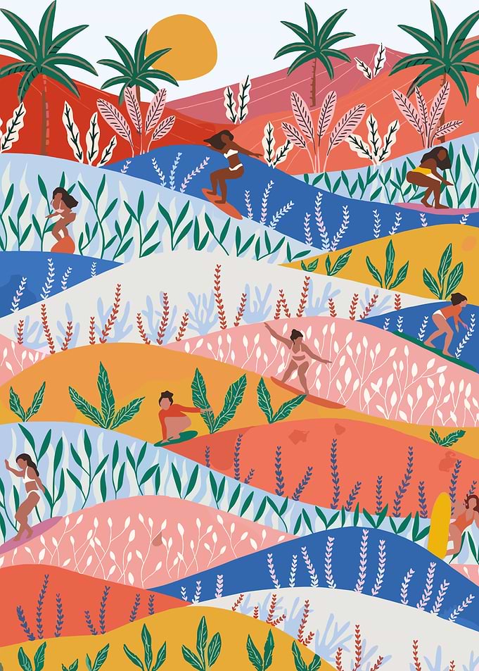 Surfing in a Colorful Landscape