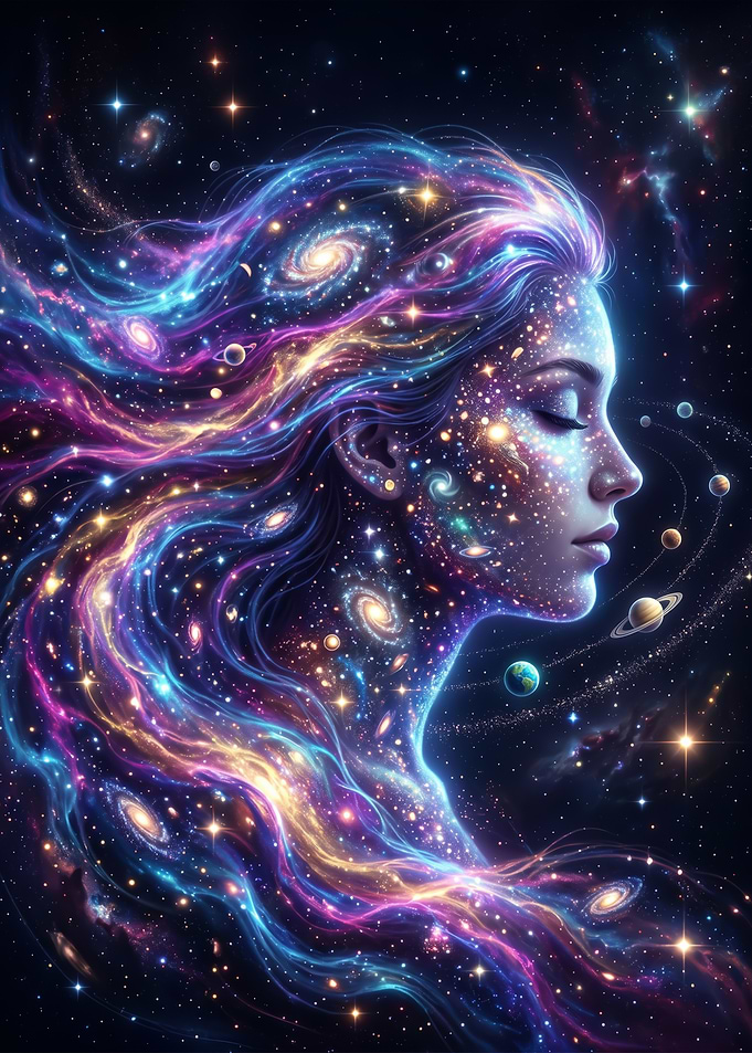Cosmic Woman Galaxy Portrait