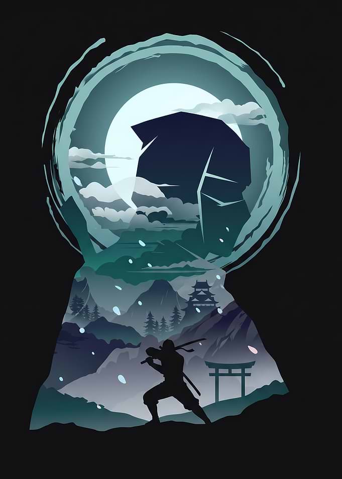 Ninja in a Japanese Landscape
