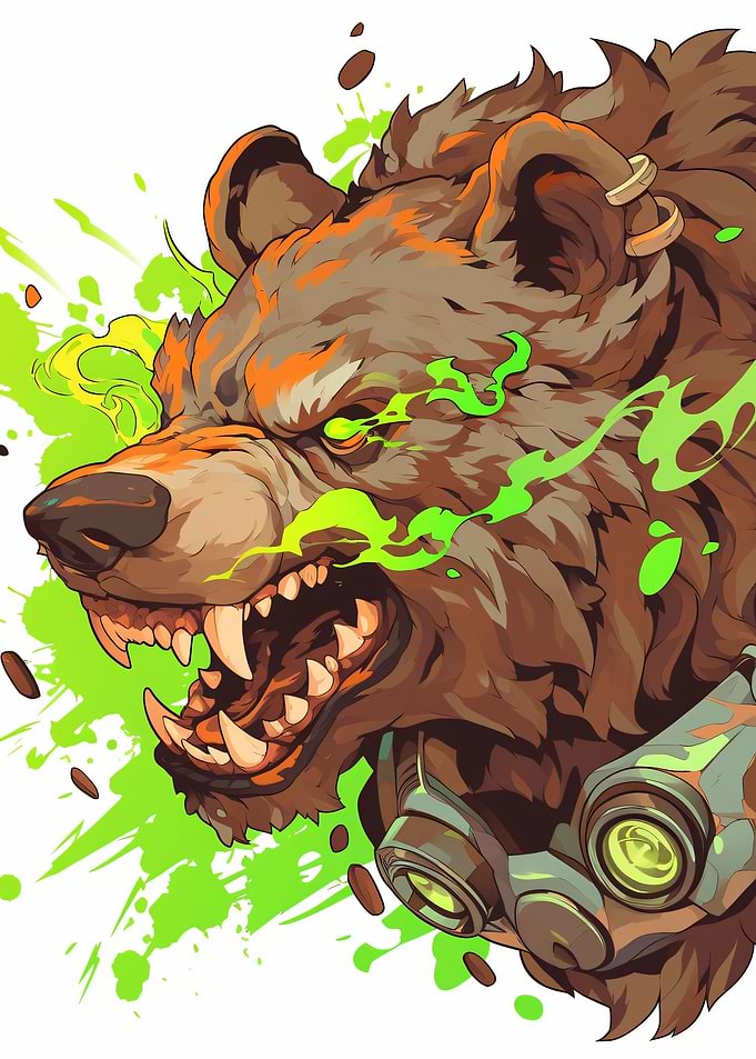 Aggressive Bear with Gas Mask