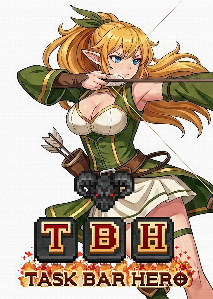 Elf Archer with 'TBH Task Bar Hero' Logo