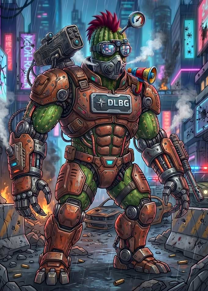 DLBG Cyberpunk #6 - Cactus Mecha Warrior - Neon Battle Zone