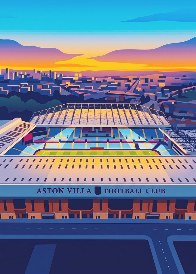 Aston Villa Football Club Stadium at Sunset