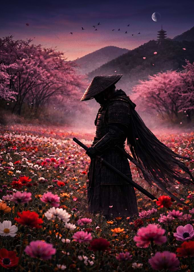 Samurai in a Field of Flowers