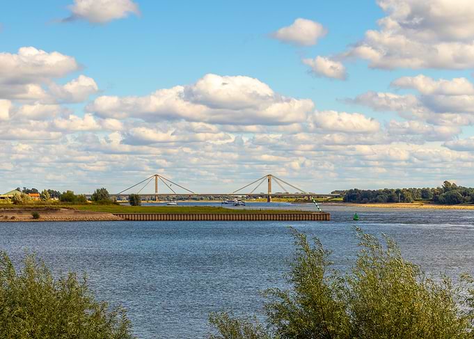 Cable-stayed bridge over a wide river