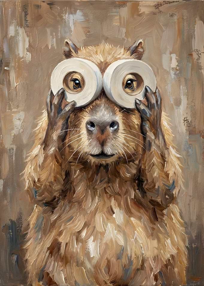 Capybara with Toilet Paper Glasses