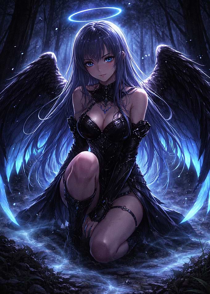 Dark Angel in a Forest