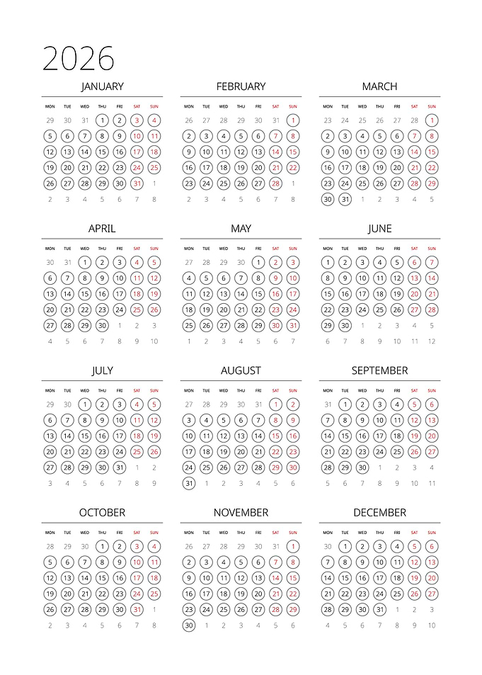2026 Calendar