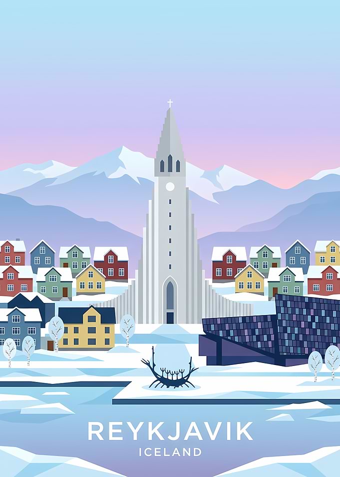 Reykjavik Iceland Winter Cityscape