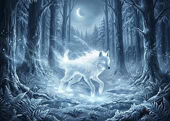 Spirit Wolf in a Winter Forest