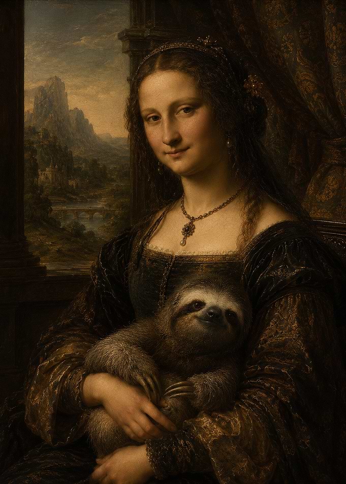 Mona Lisa with a Sloth