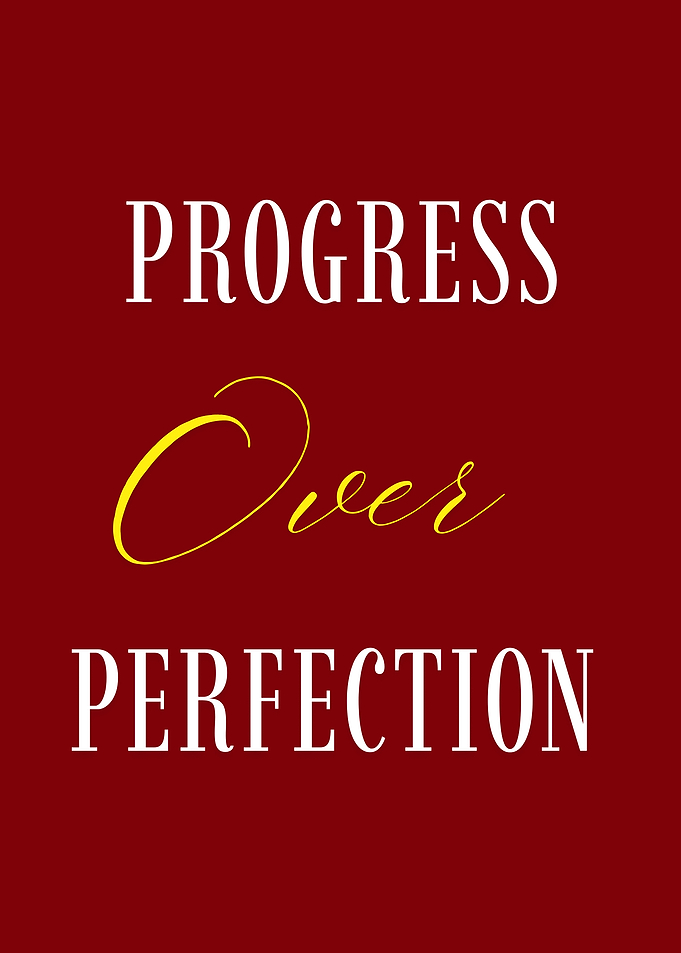 Progress Over Perfection Crimson Gold Luxury Motivational Typography Art