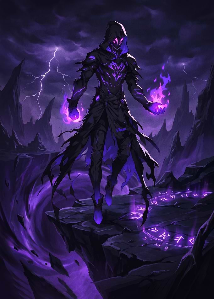 Dark Mage Casting Purple Magic