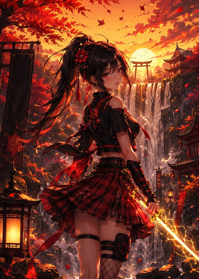 Anime Samurai Girl with Glowing Sword
