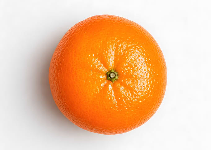 Single Orange on White Background
