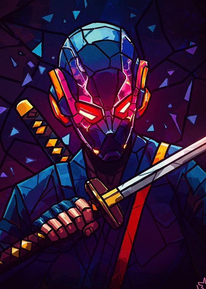 Cyberpunk Ninja with Katana