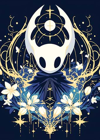 Hollow Knight Character with Flowers