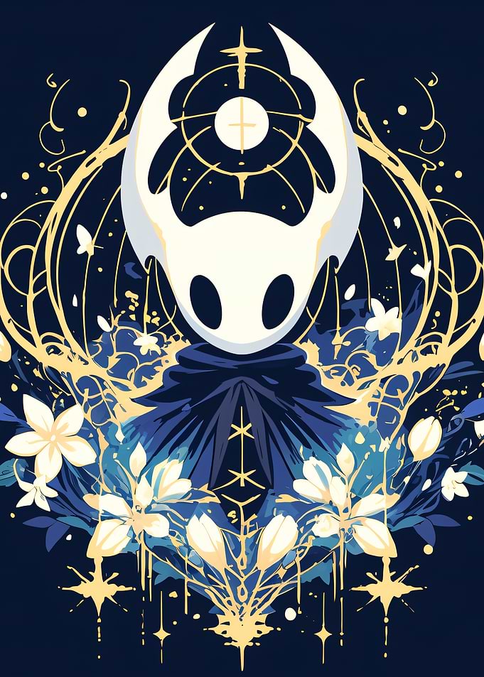Hollow Knight Character with Flowers