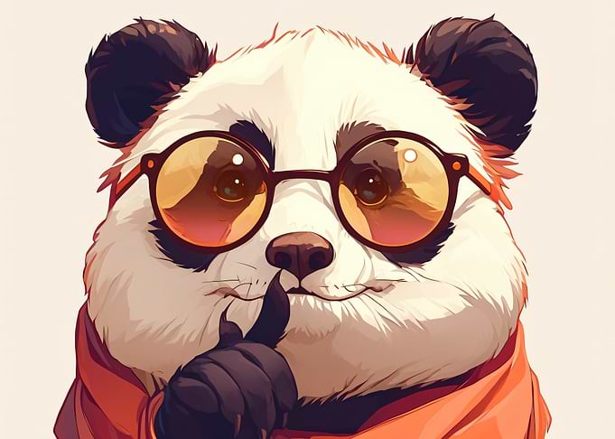 Panda Wearing Sunglasses and Scarf