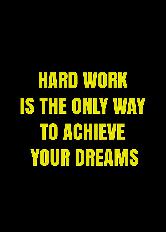Hard work quote on black background