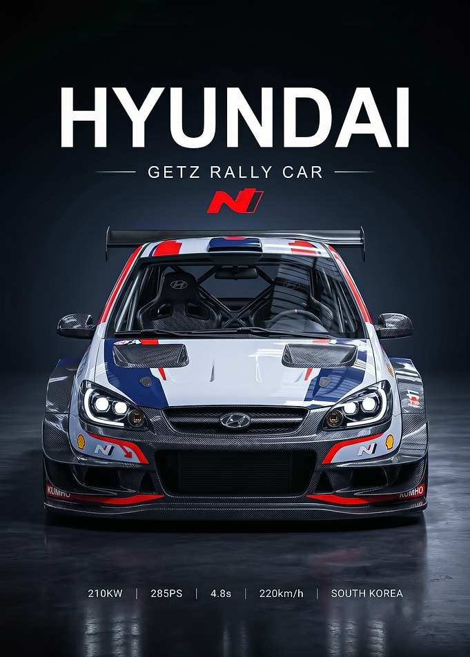 sleek race Hyundai Getz Rally Car poster