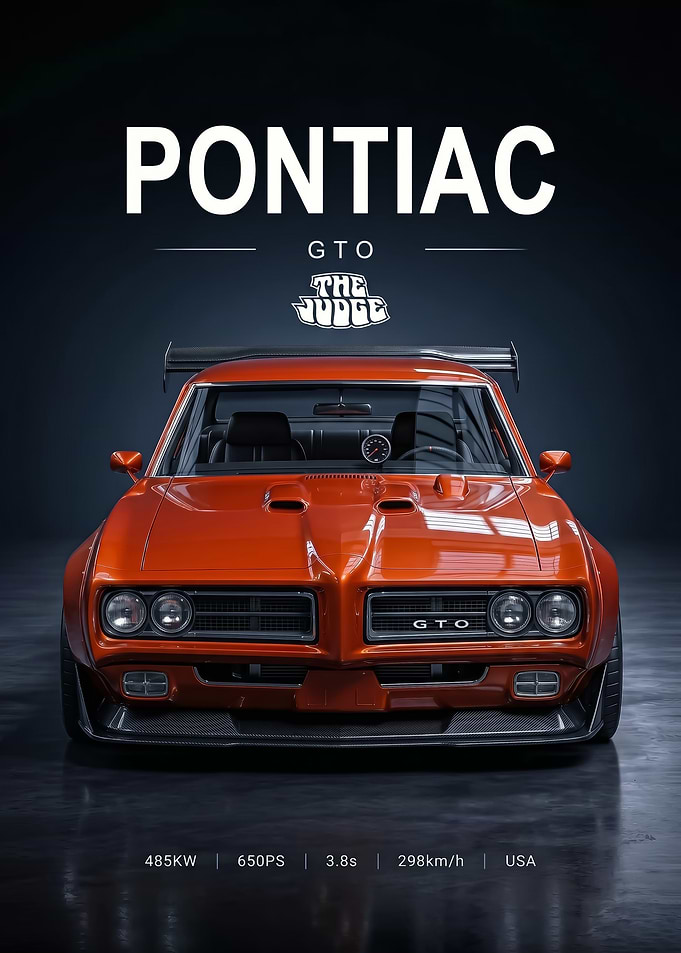 sleek classic Pontiac GTO The Judge car poster