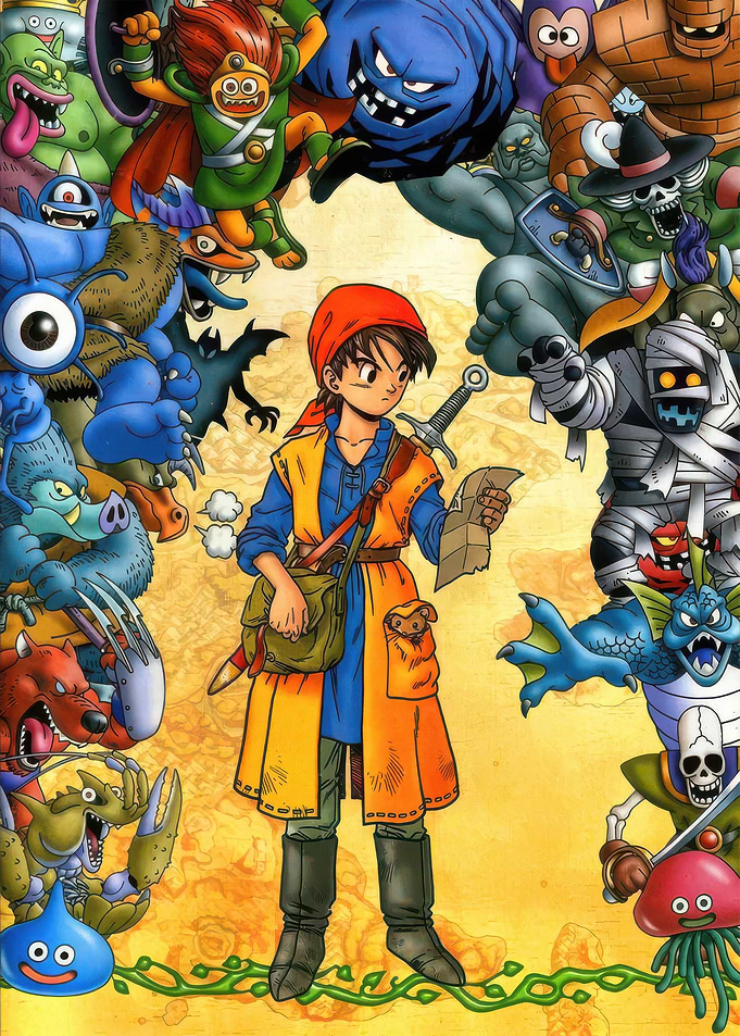 Dragon Quest Hero Surrounded by Monsters
