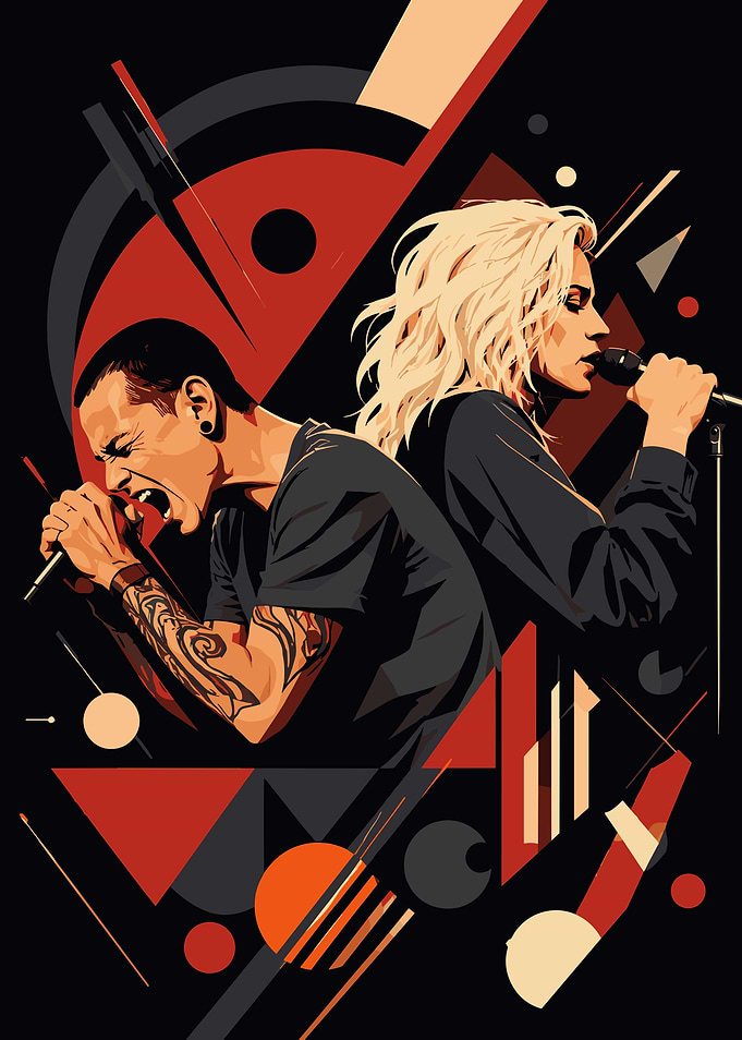 Linkin Park Two singers performing on stage