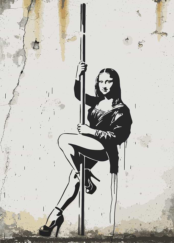 Mona Lisa Pole Dancing Graffiti