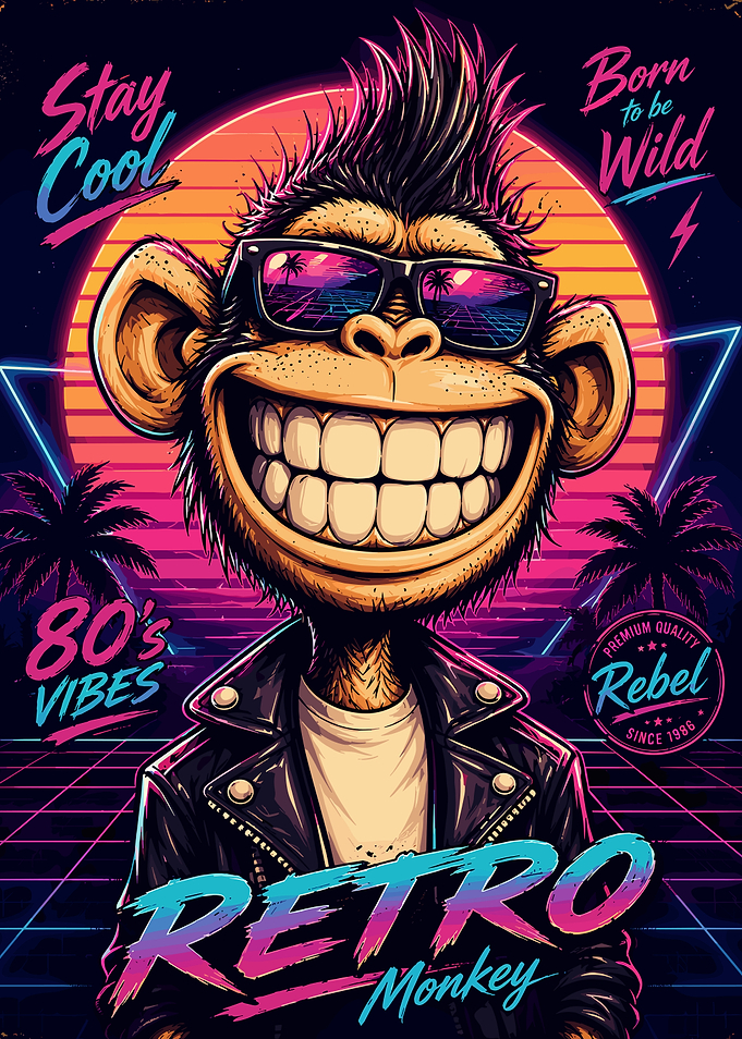 Retro Monkey with Sunglasses