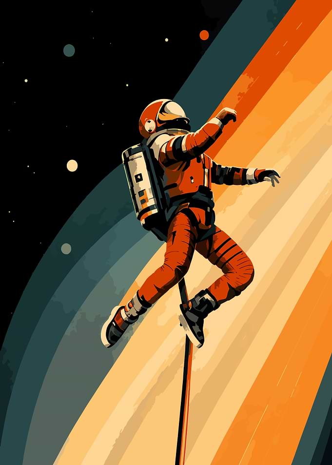 Astronaut Retro Space Art