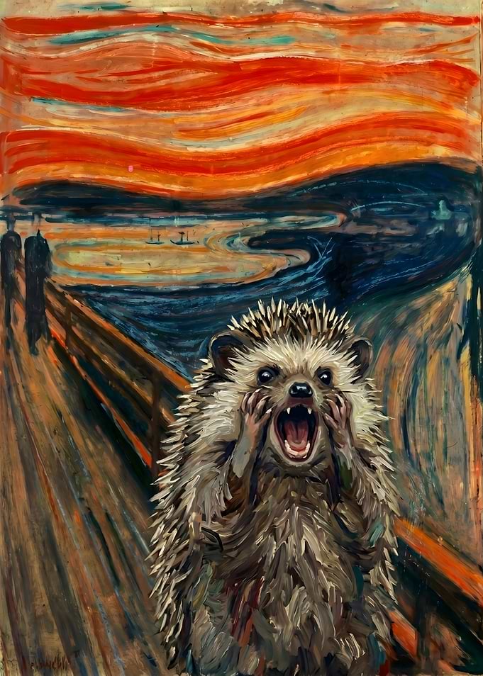Hedgehog Screaming in Edvard Munch's The Scream