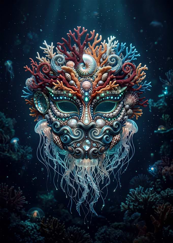Underwater Masquerade Mask with Jellyfish