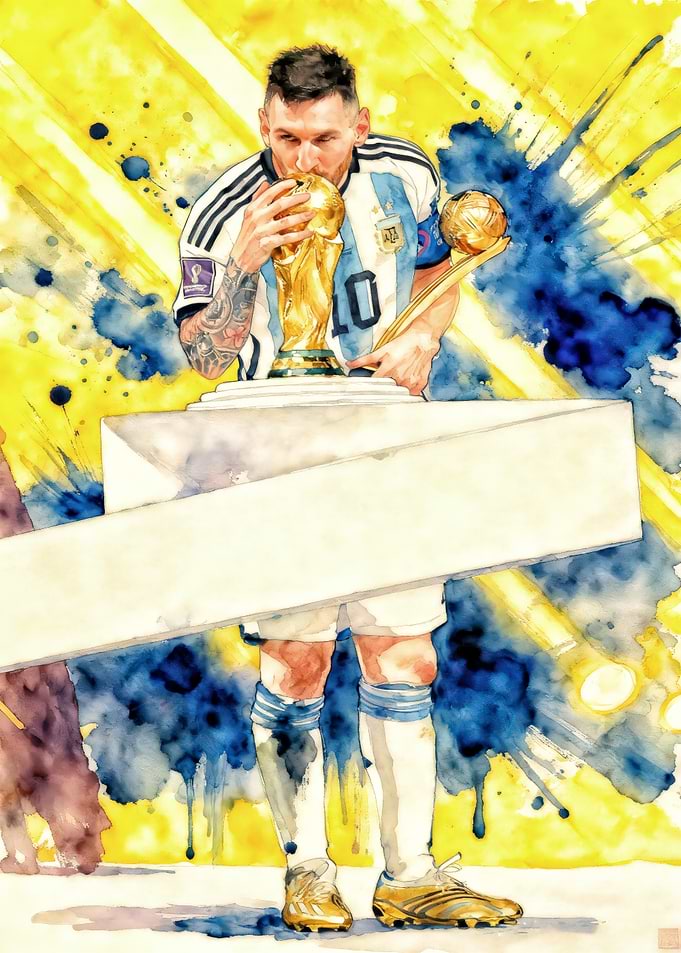 Lionel Messi kissing the World Cup trophy