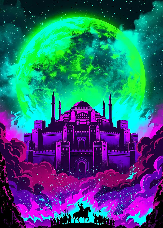 Epic Castle Under Neon Moon