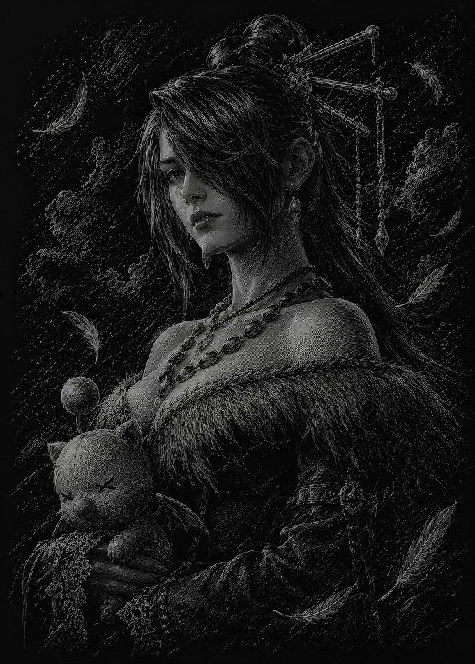 Lulu Holding a Moogle FFX
