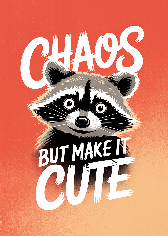 Cute Raccoon Chaos Text Art