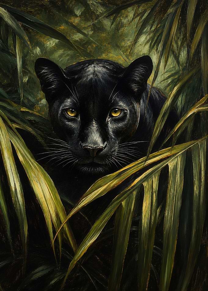 Black Panther in Lush Greenery