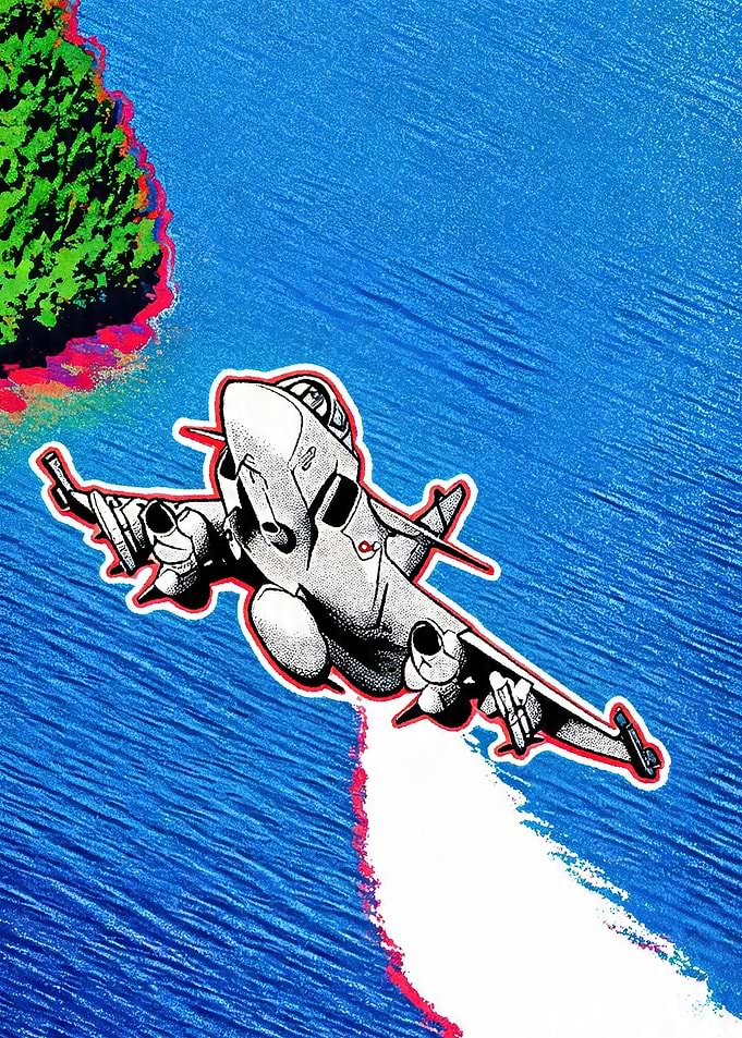 Jet flying over water
