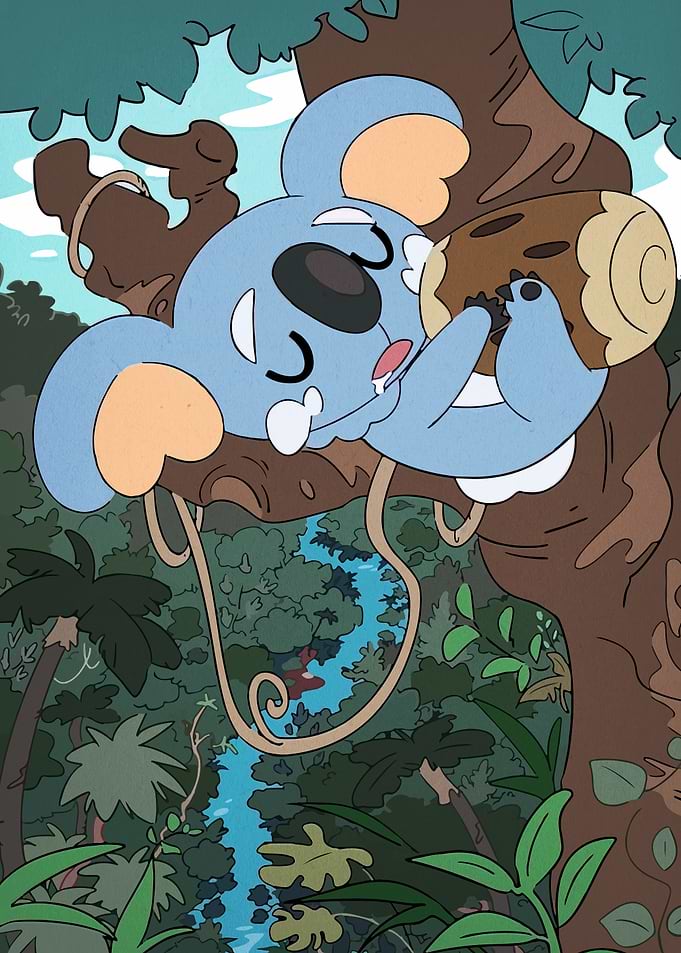 Cute Koala Sleeping in a Tree