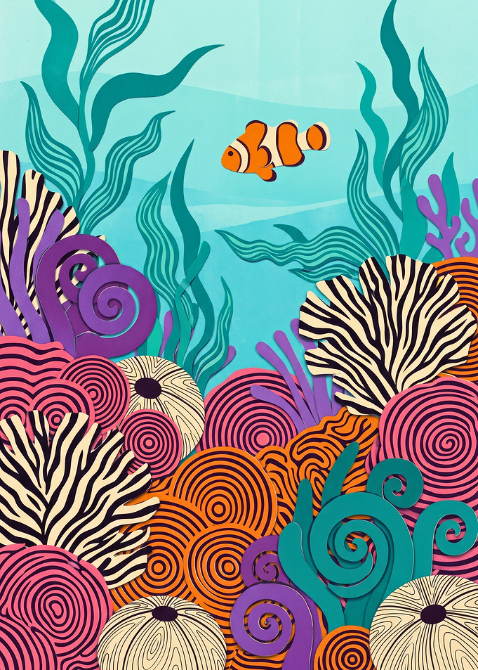Clownfish Swimming Coral Reef Underwater Ocean Life Marine Biology Aquarium