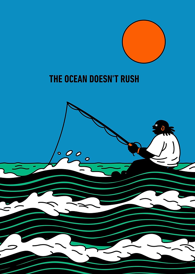Fisherman on a rough sea