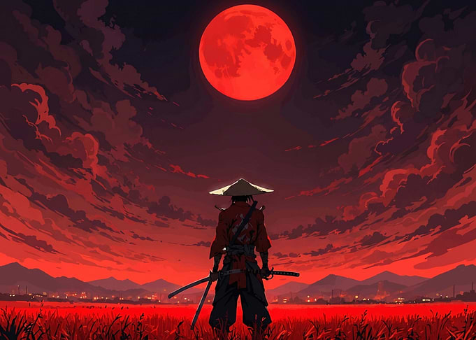 Samurai Under a Blood Moon