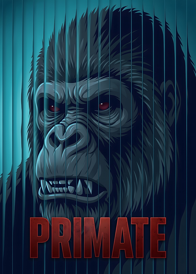 Gorilla behind bars