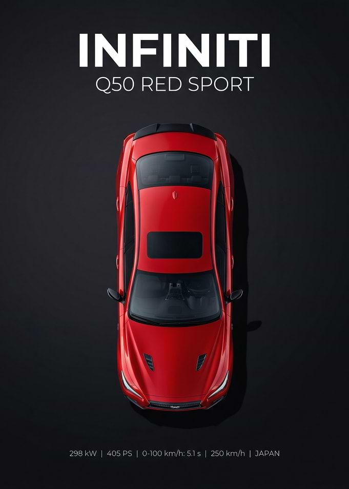 Infiniti Q50 Red Sport Top View