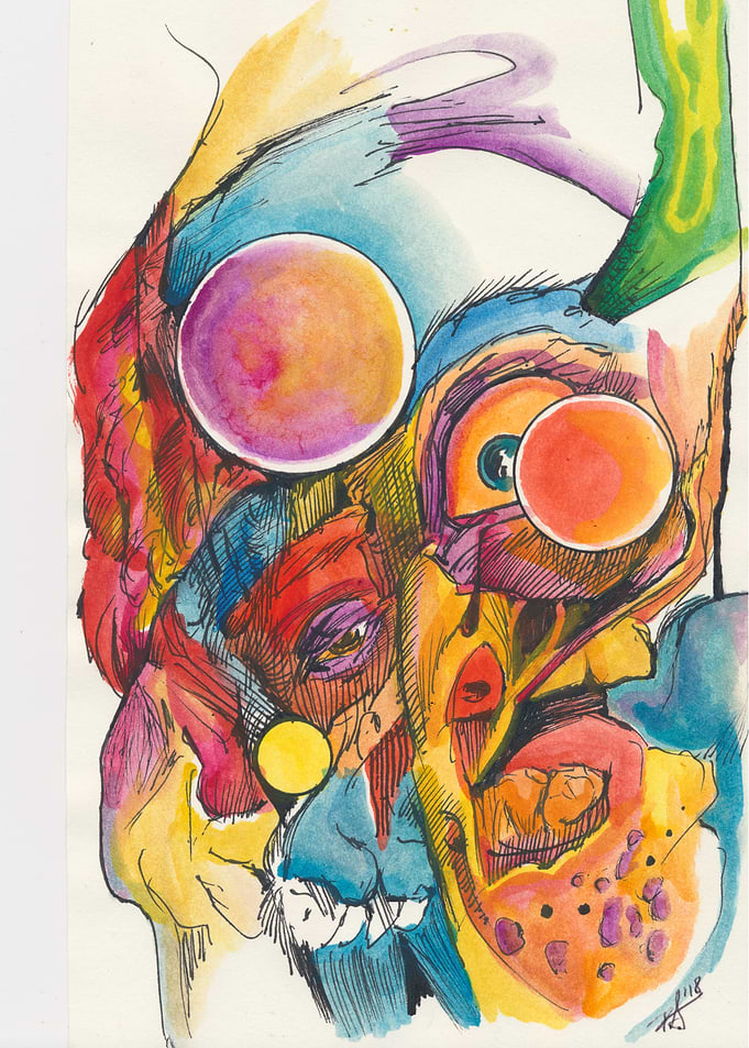 Abstract Surreal Face with Vibrant Colors