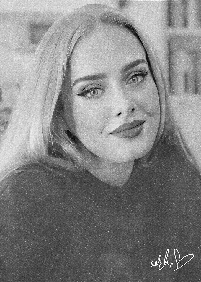 Adele Black and White Portrait