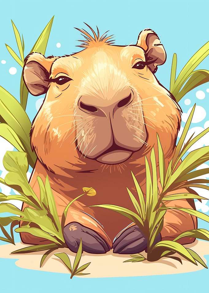 Cute Capybara in Greenery