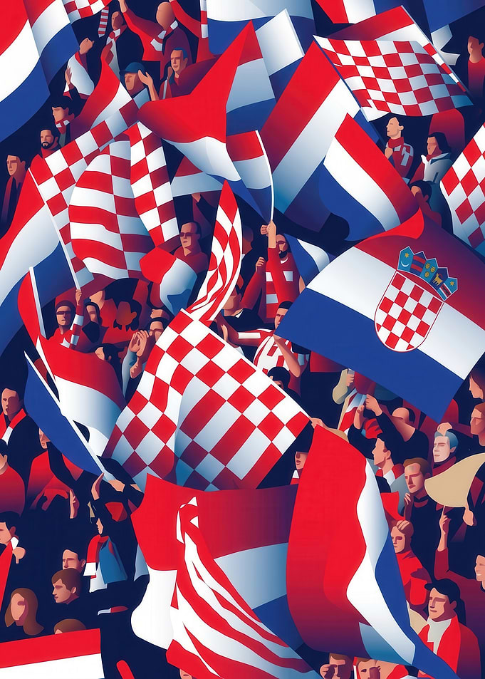 The Croatian Fans Waving Flags
