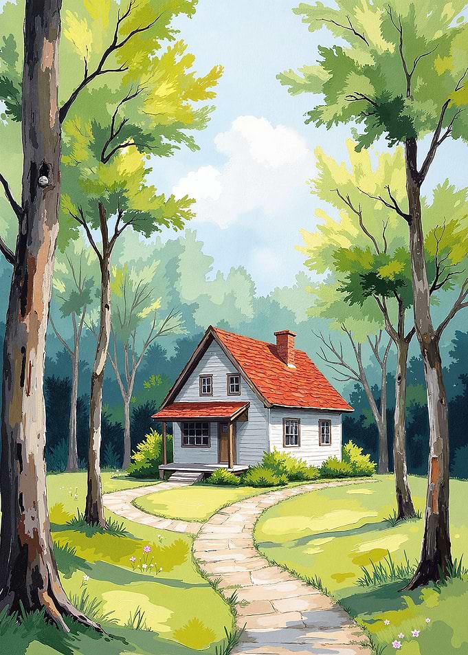 Cozy House in a Lush Forest
